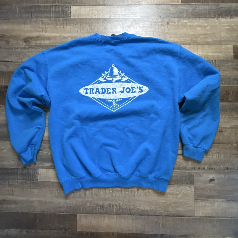 Trader Joe's Blue Crew Sweatshirt Sz L Cotton